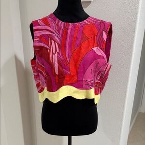 FARM Rio Pink and Red Crop Top with Yellow Accent
